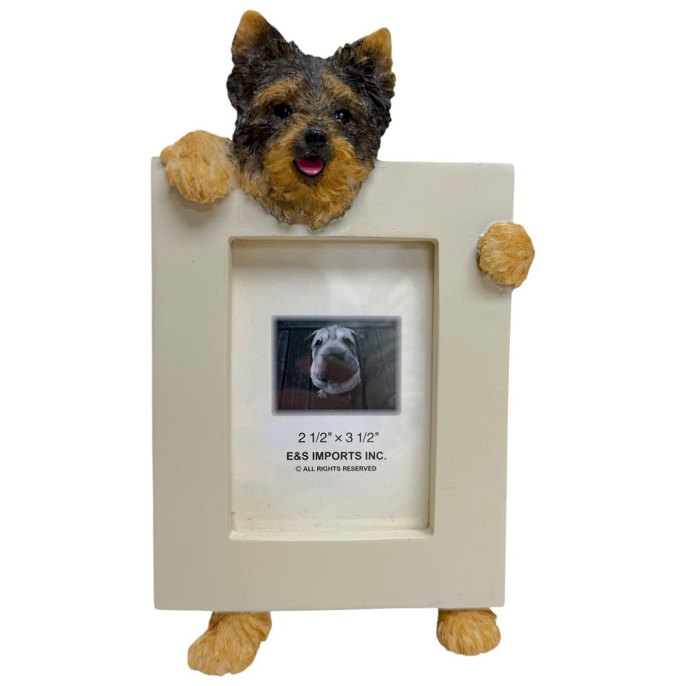 E&S Imports Pets Yorkshire Terrier Yorkie Puppycut 2.5 X 3.5" Resin Photo Frame
